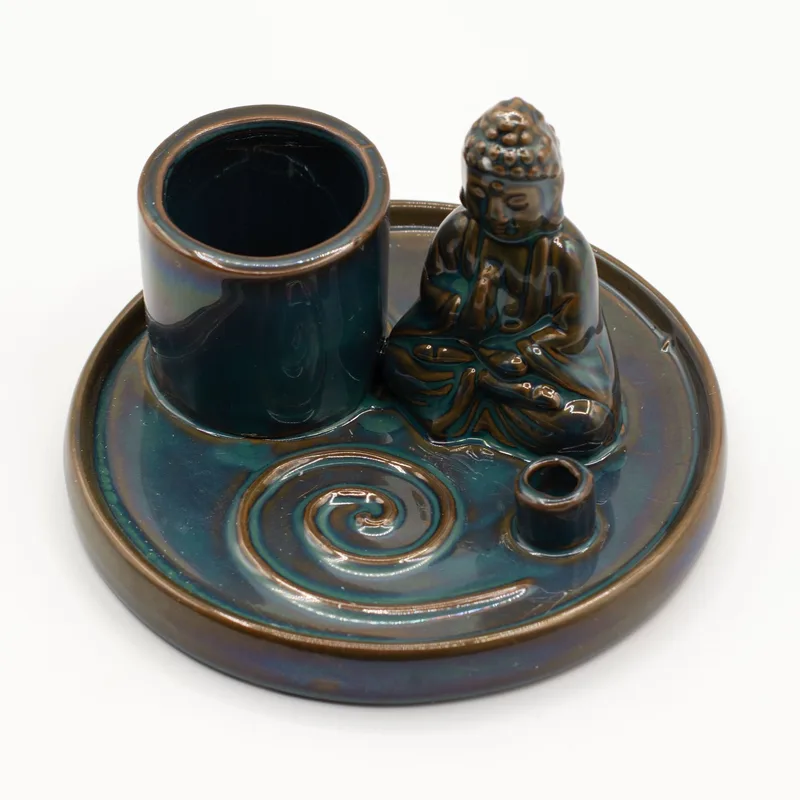 Multi Purpose Buddha Incenso Plate Ceramic Blu — foto 1