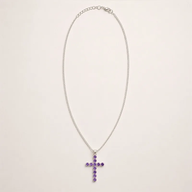 Indian Devotional Pendant Argento Plated Amethyst Crucifix — foto 1