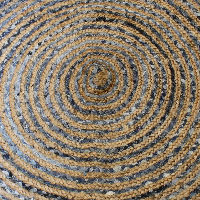 Round Jute and Recycle Denim Rug 150 cm — foto 3