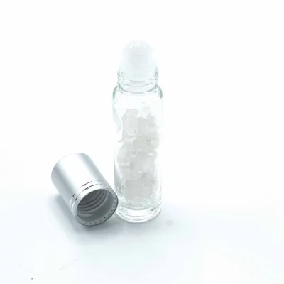 Gemstone Essenziale Olio Roller Bottle - Rock Quartz - Argento Cap + Gemstone Roller Tip for 5ml Bottle - Rock Quartz — foto 2
