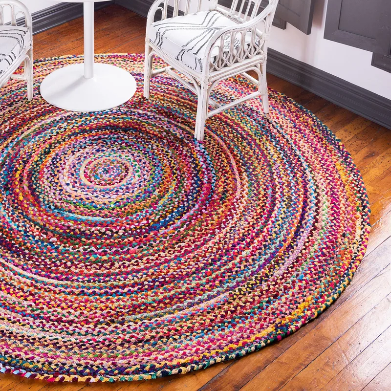 Round Jute and Recycled Cotton Rug 90 cm — foto 2
