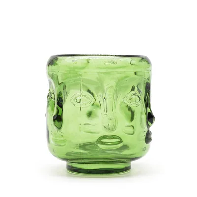 Set of 2 Buddha Faces Candela Jar Garden Jade