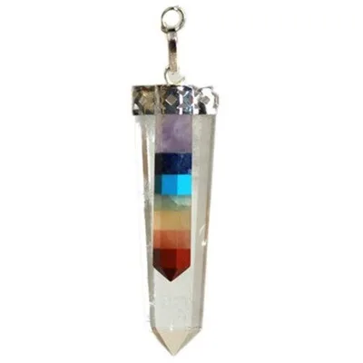 Crystal 7 Chakra Bounded Thin Point Flat Pendants — foto 1
