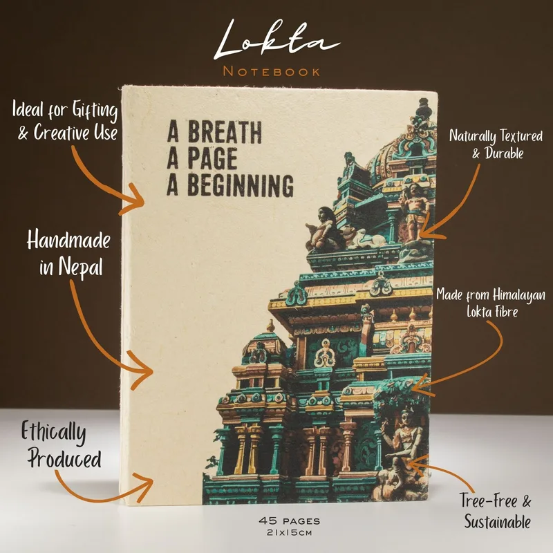 Lrg Lokta Inspiration Notebook (21x15cm) - 45 leafs - A Breath - inc bookmark — foto 2