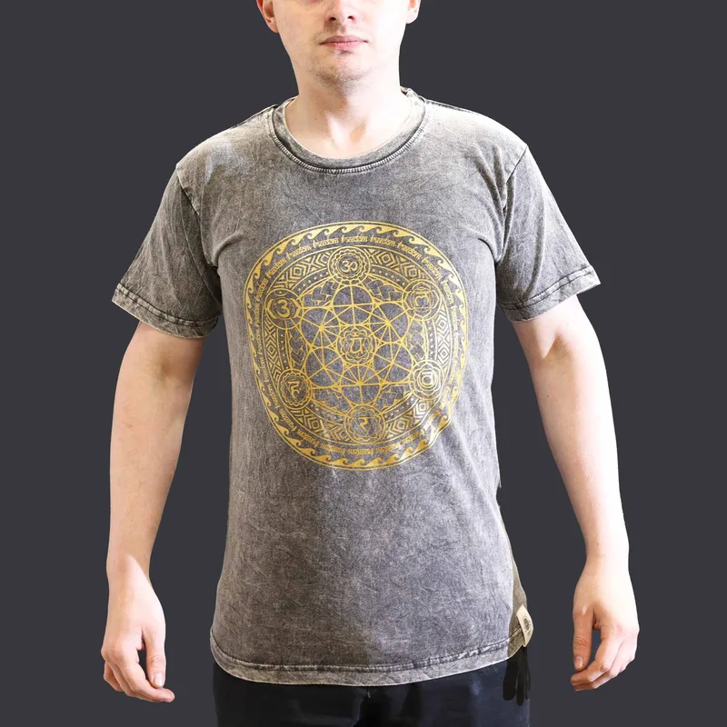 Nomad Sari Stonewashed Cotton T-Shirt – Chakra – Dark Grey – Small — foto 1