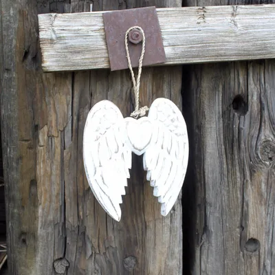 Hand Crafted Small Double Angel Wing & Heart - 15cm — foto 2