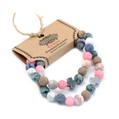 Set of 2 Gemstones Friendship Bracelets Harmony Rainbow Gemstones — foto 2
