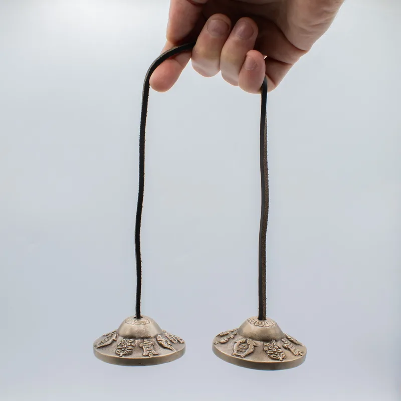 Premium Brass Tibetan Tingsha Lucky Symbols approx 6cm — foto 3