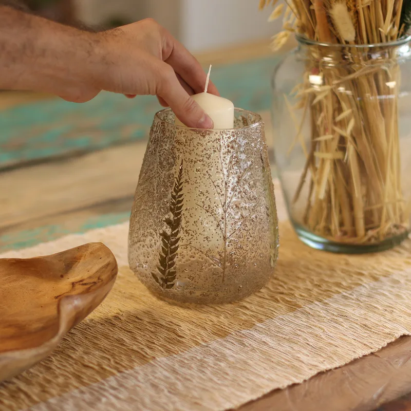Naturale Floral Glass Large Bowl Candela Porta Pino - — foto 3