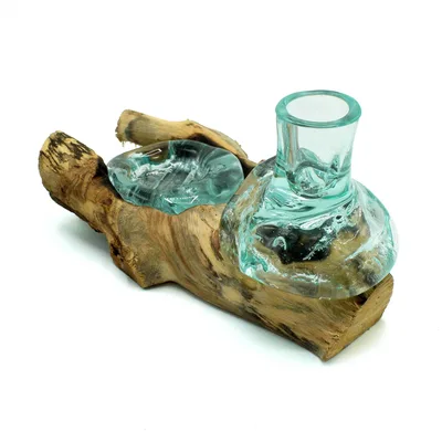 Molten Glass Small Fiore Vase and Tealight Porta on Legno — foto 1