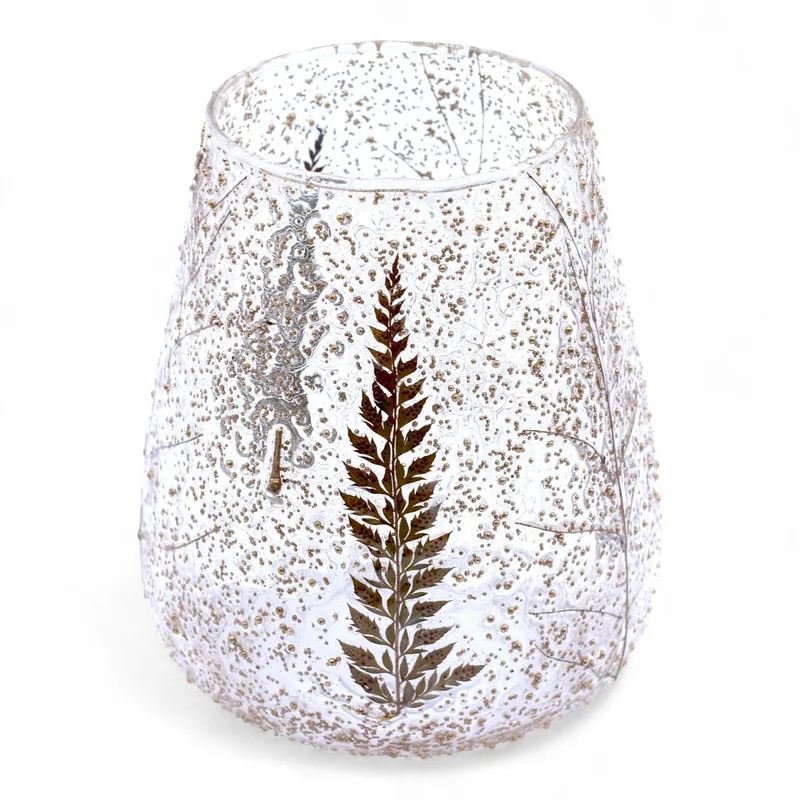 Naturale Floral Glass Large Bowl Candela Porta Pino -