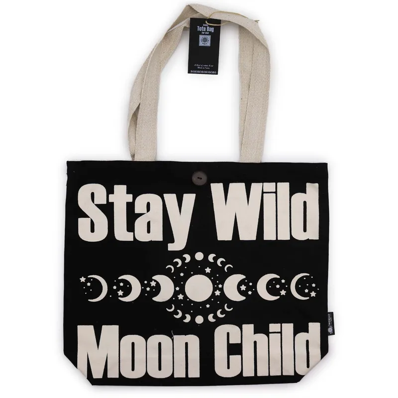 Nomad Sari Iconic Classic Tote Bag - Stay Selvatico Mood Child - Nero Naturale 10oz