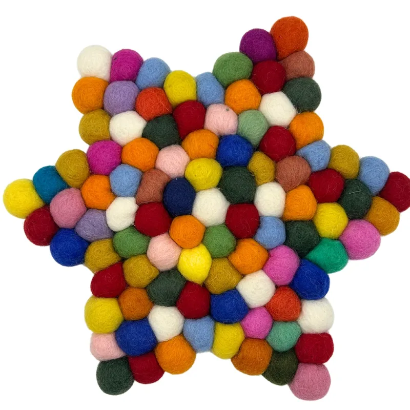 Felt Ball Star Centre Mat Multi Colour