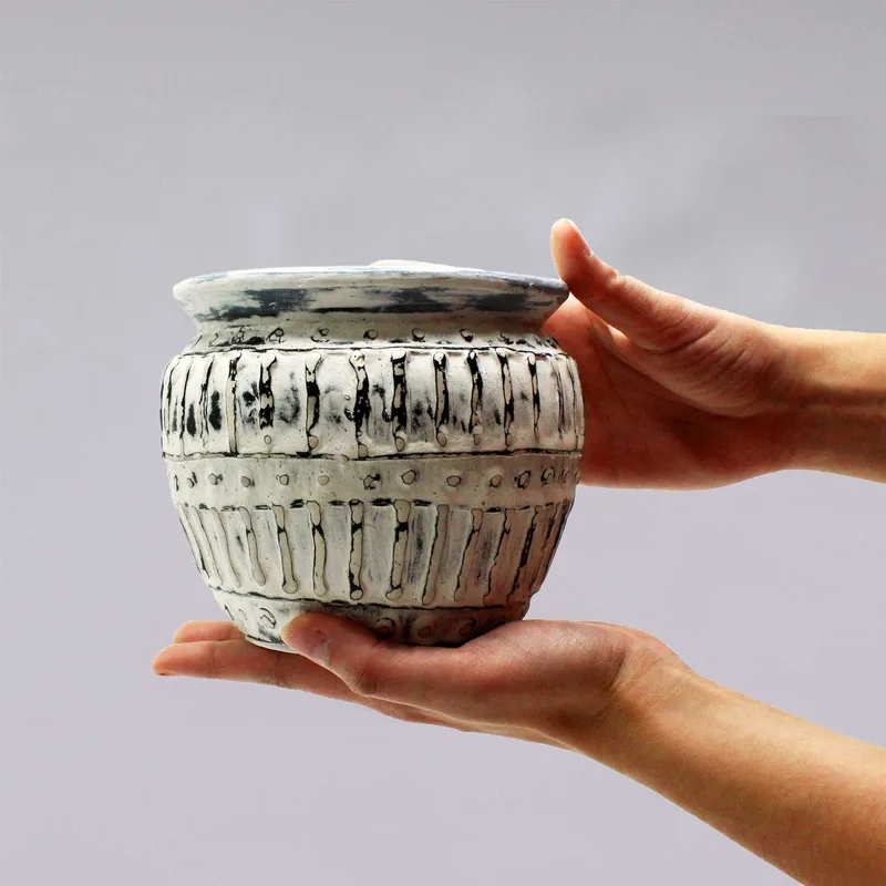 Greek Clay Plant Pot Crema 12cm — foto 1