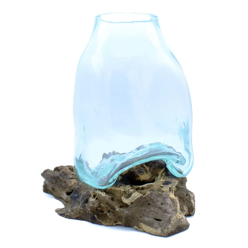 Large Molten Glass Vase Terrarium Jar on Legno