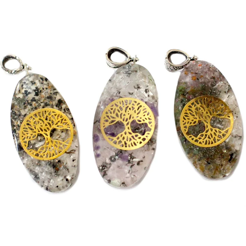 Orgonite Power Pendant 7 Stone Chakra Oval with Albero — foto 2
