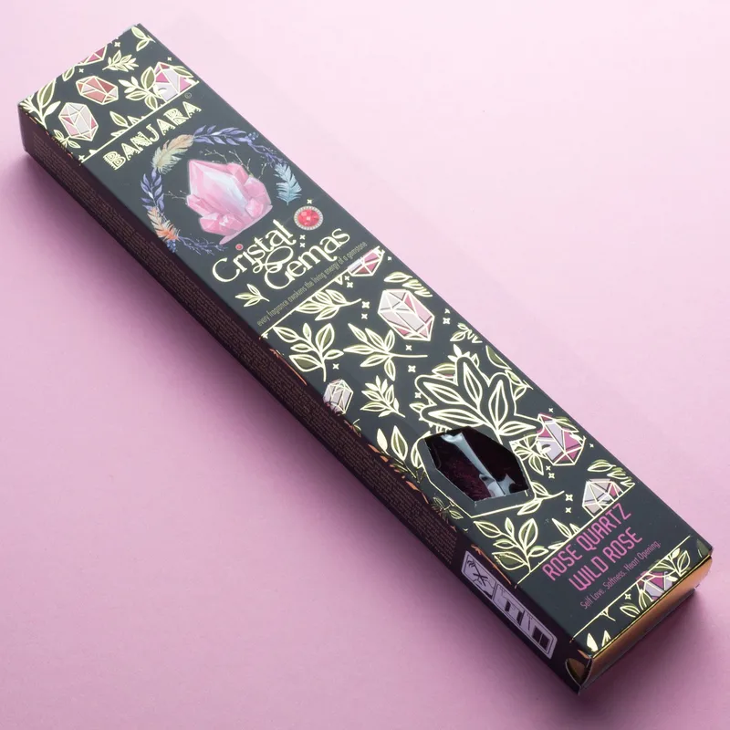 Banjara Cristal Gemas Incenso Sticks - Rosa Quartz Selvatico Rosa — foto 1