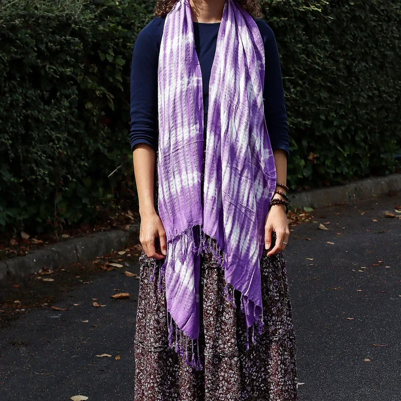 Boho Java Art Stole/Scarf Lavanda Stripes & Motiff 62x200cm — foto 1