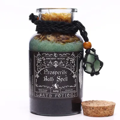 Ancient Witch Bagno Spell Potion & Aventurine Crystal Amulet Prosperity — foto 1
