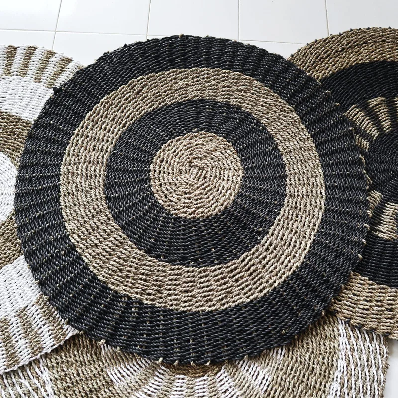 Round Seagrass Nero & Tan Circles 1m — foto 2