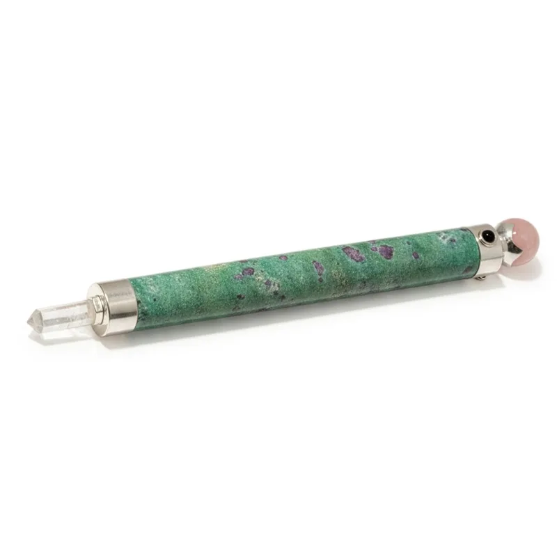 Verdant Heart Wand Ruby Fuchsite Rosa Quartz Crystal Ball top 23cm
