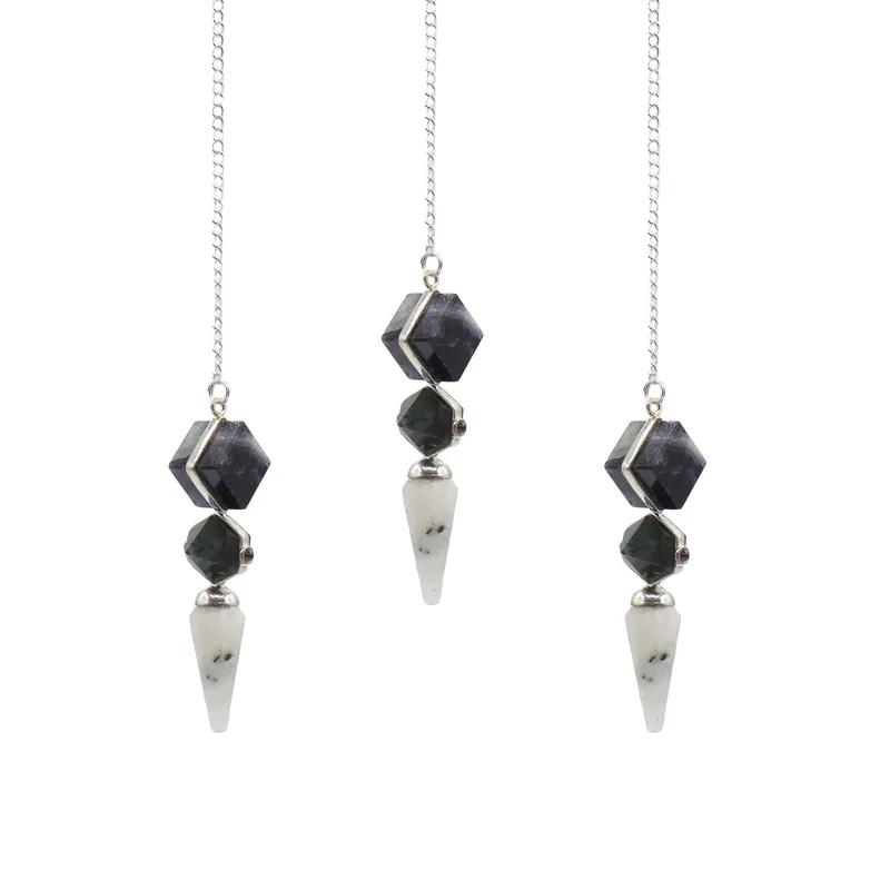 Psychic Gateway Edition Three Piece Pendulum Multi Fluorite Labradorite Rainbow Moonstone