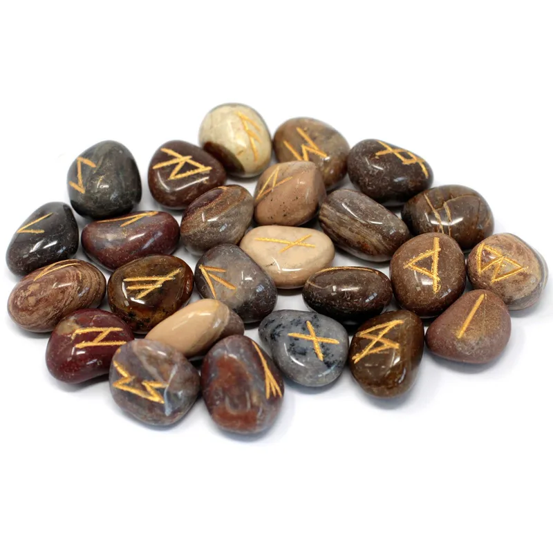 Runes Stone Set in Pouch Fancy Jasper — foto 1
