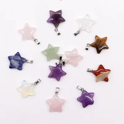 Gemstone Stars Pendants 20x6mm