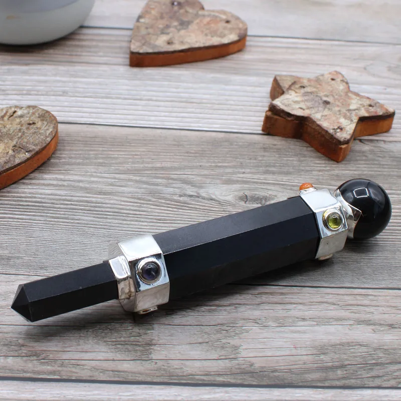 Hexagonal Crystal Healing Wand 12cm Nero Agate — foto 2
