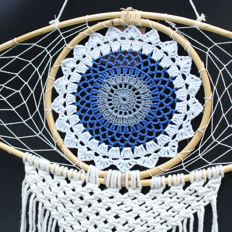 Protection Dream Cather Lrg Macrame Eye White/ Blue/Grey — foto 3
