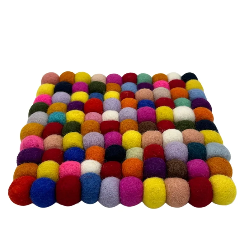 Felt Ball Square Placemat 20cm Multi Colour — foto 1