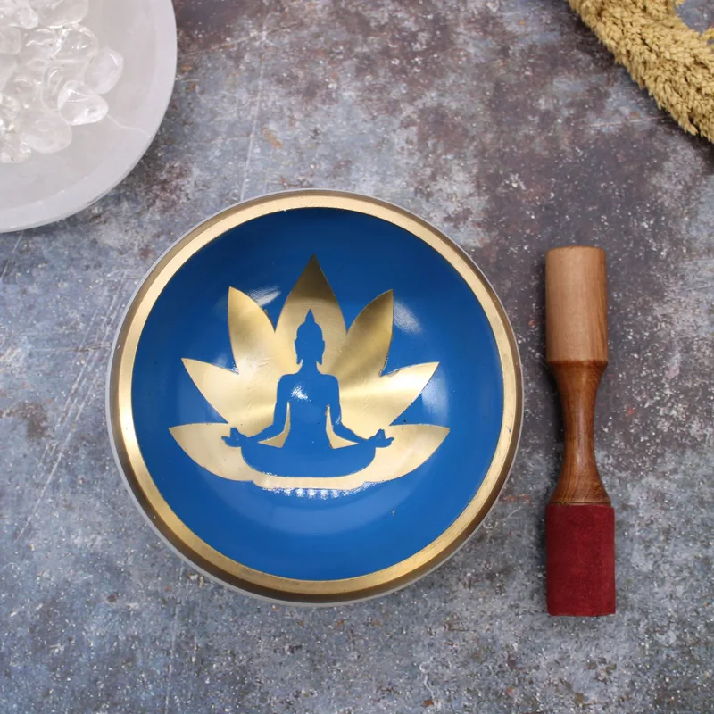 Lrg Yoga Moves Singing Bowl Set- White/Blue 14cm — foto 6