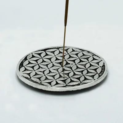 Polished Aluminium Fiore of Life Incenso Porta 11cm — foto 1