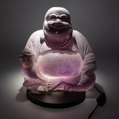 Laughing Buddha Lamp Lavanda Crackle - Round Stand — foto 3
