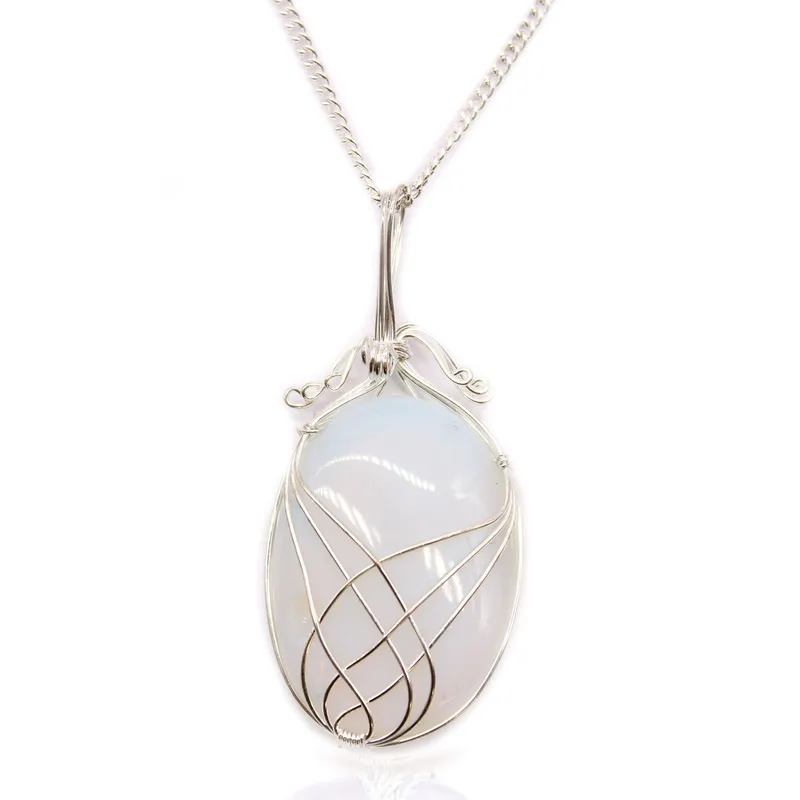 Swirl Wrapped Gemstone Necklace Opalite — foto 1