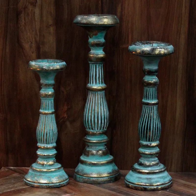 Small Candela Stand Turquois Oro — foto 2