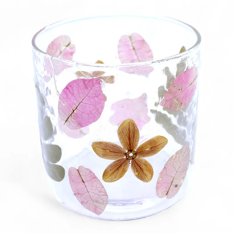 Naturale Floral Glass - Straight Candela Porta - Primavera - (8x8cm)
