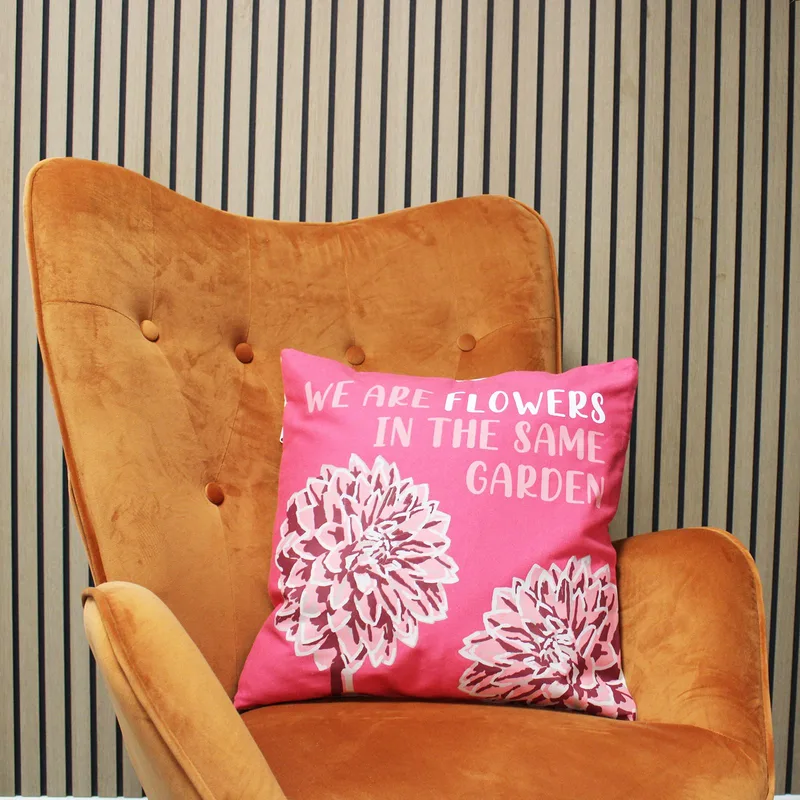 Printed Cotton Cushion Cover - We are Fiori - Olive — foto 6