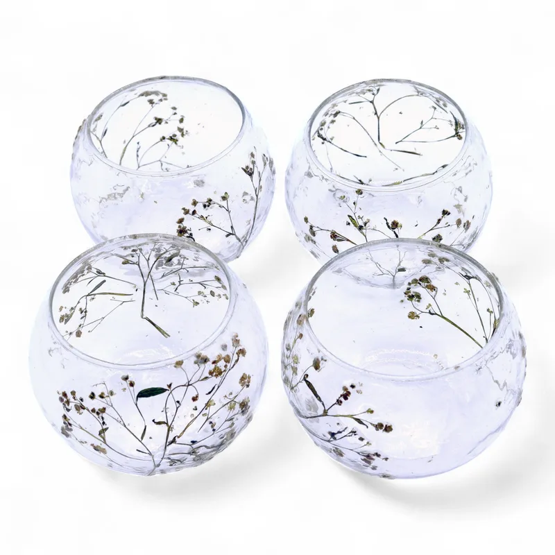 Naturale Floral Glass - Bowl Candela Porta - Margarita - (8x10cm)