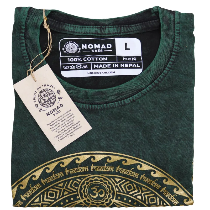 Nomad Sari Stonewashed Cotton T-Shirt – Chakra – Verde – Large — foto 1