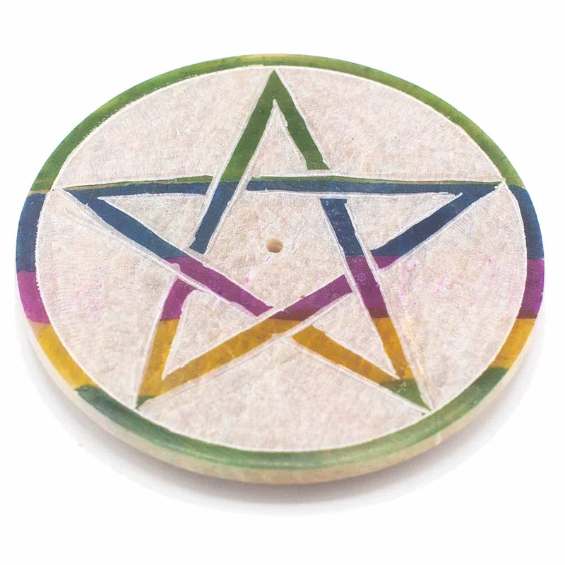 Soapstone Disc Incenso Porta 8cm - Pentagon — foto 2