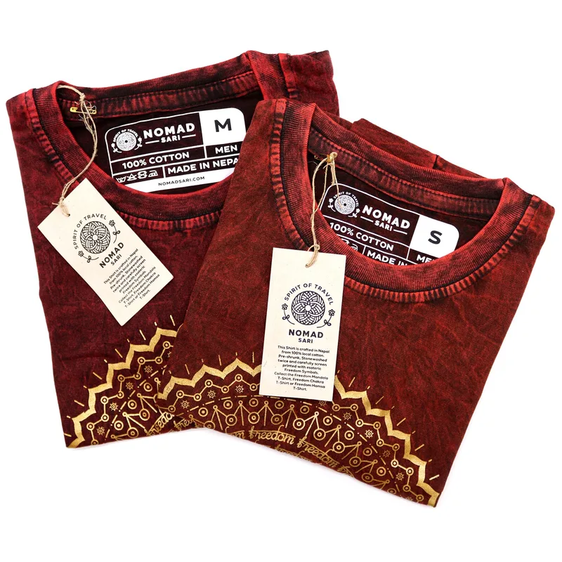 Nomad Sari Stonewashed Cotton T-Shirt Mandala Maroon Medium — foto 3
