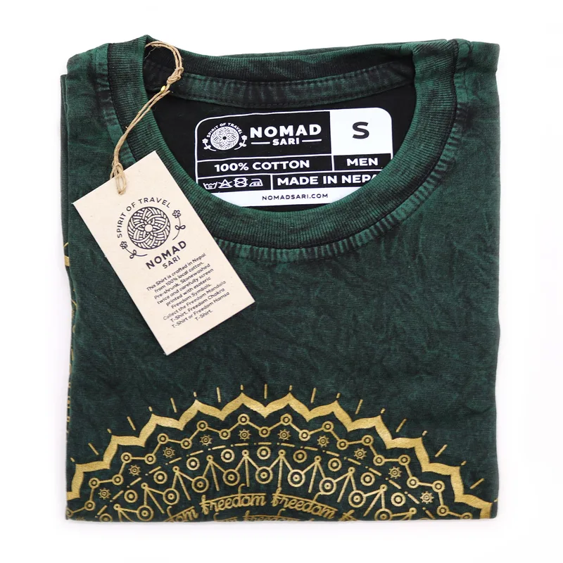 Nomad Sari Stonewashed Cotton T-Shirt – Mandala – Verde – Small — foto 2