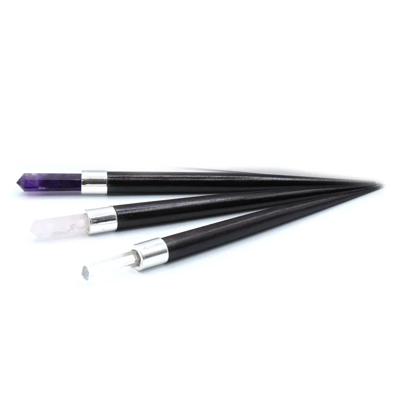 Simple Pointed Healing Wand Rosa Rock, Amethyst — foto 3