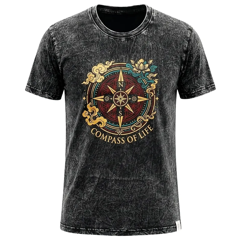 Nomad Sari Stonewashed Cotton T-Shirt Compass of Life Charcoal XL — foto 4