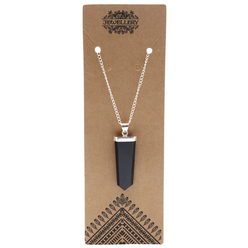 Gemstone Flat Pencil Pendant Nero Agate
