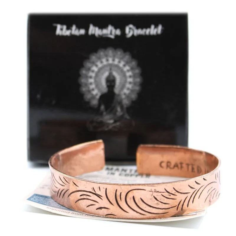 Copper Tibetan Bracelet - Wide Tribal Swirls — foto 3