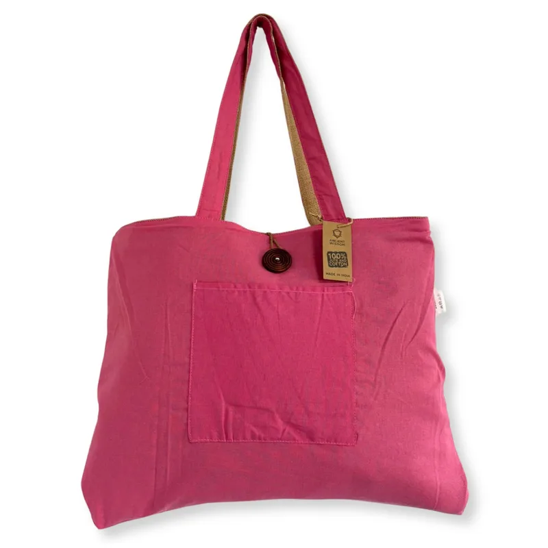 Reversible Jute & Cotton Big Bag Pink — foto 5