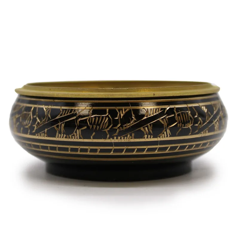Brass Carved Charcoal Incenso Jar