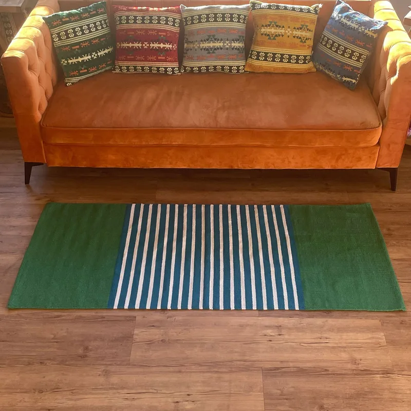 Tappeto in Cotone Indiano 70x170cm Blu/Verde — foto 6